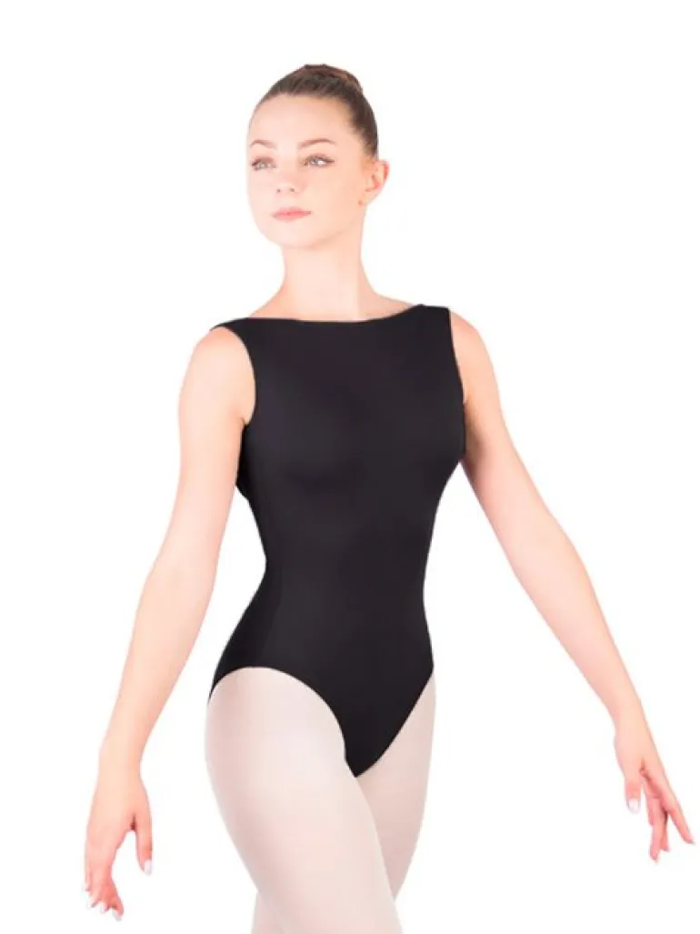 Sort balletdragt m. dyb ryg fra Ballet Rosa