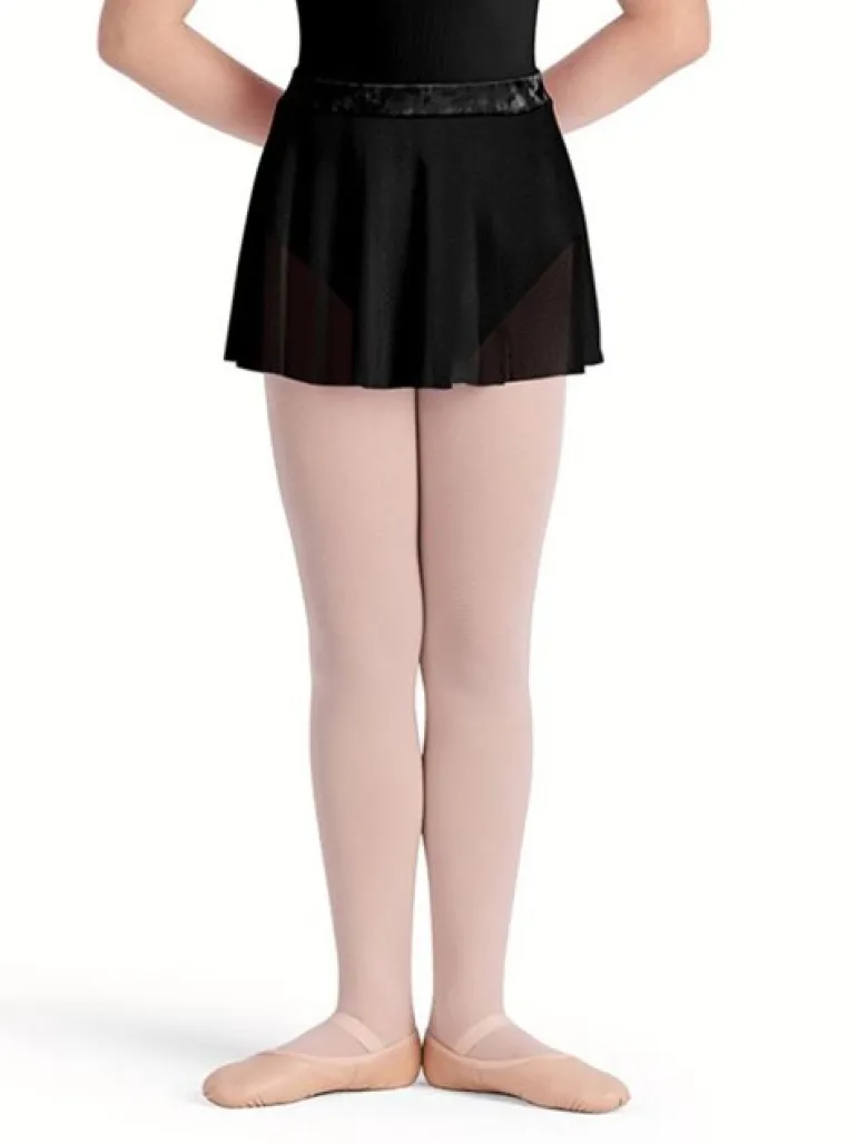 Sort balletskørt i mesh med velourbånd fra Bloch