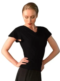 Sort bluse med butterfly ærmer fra Danceeverywear