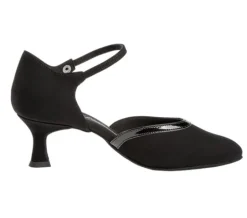 Sort dansesko fra Diamant i ruskind og lak