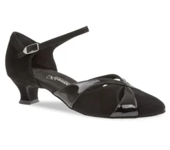 Sort dansesko fra Diamant i ruskind og lak