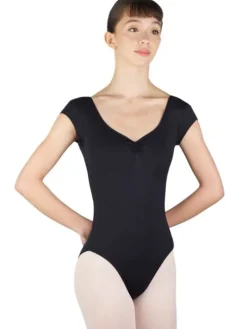 Sort dragt med lille ærme og rynk BalletRosa