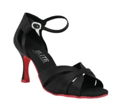 Sort Elite satin dansesko med rød sål Rummos