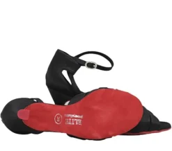 Sort Elite satin dansesko med rød sål Rummos