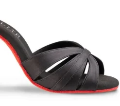 Sort Elite satin dansesko med rød sål Rummos