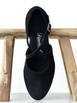 Sort lukket dame dansesko i ruskind