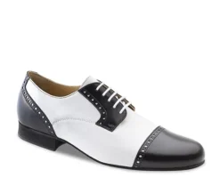 Sort og hvid blødt skind herre dansesko Werner Kern