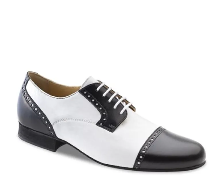 Sort og hvid blødt skind herre dansesko Werner Kern