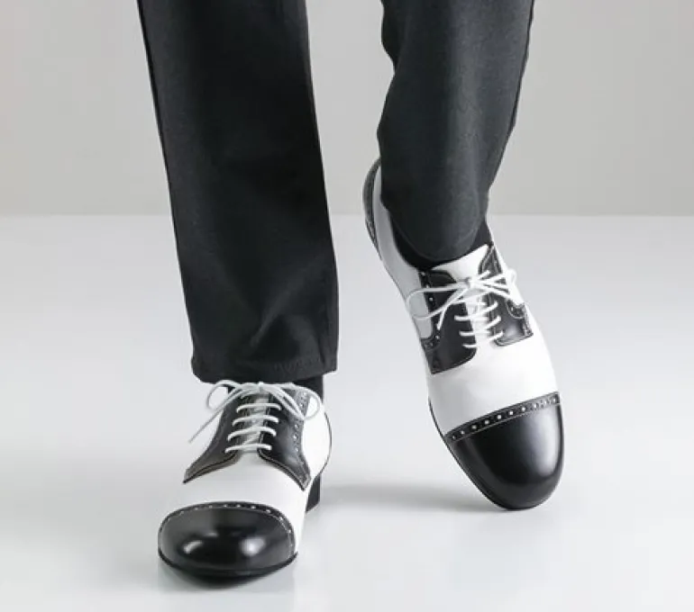 Sort og hvid blødt skind herre dansesko Werner Kern