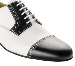 Sort og hvid blødt skind herre dansesko Werner Kern