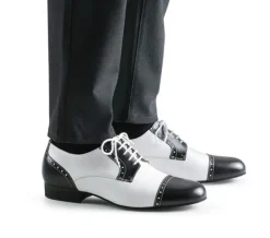Sort og hvid blødt skind herre dansesko Werner Kern