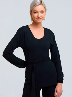 Sort Tempsdanse lang Crossover bluse