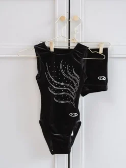 Sort velour gymnastikdragt piger The zone