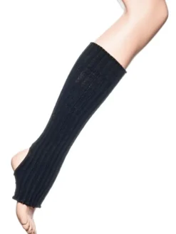 Sorte ribstrikket benvarmere til ballet og dans