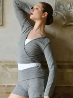 Wearmoi grå slå om overdel børn ballet/gymnastik