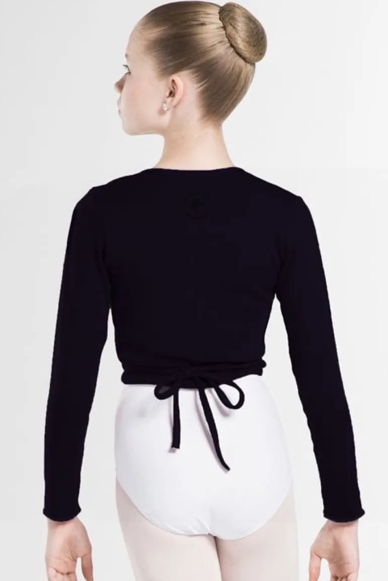 Wearmoi sort slå om overdel børn ballet/gymnastik